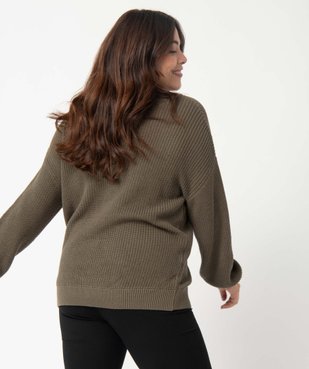 Pull femme grande taille avec décolleté V en dentelle vue3 - GEMO (G TAILLE) - GEMO