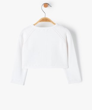Gilet bébé fille court à maille ajourée vue3 - GEMO(BEBE DEBT) - GEMO