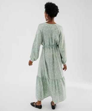 Robe chemise longue à manches longues en viscose fleurie femme vue4 - GEMO 4G FEMME - GEMO