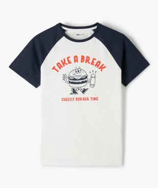 Tee-shirt garçon à manches courtes avec motif burger vue1 - GEMO (JUNIOR) - GEMO