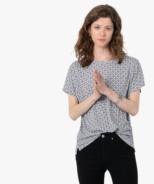 Tee-shirt femme à manches courtes à motifs graphiques vue1 - GEMO 4G FEMME - GEMO