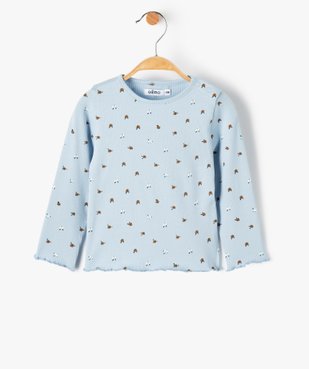 Tee-shirt bébé fille en maille côtelée à motifs fleuris vue1 - GEMO(BEBE DEBT) - GEMO