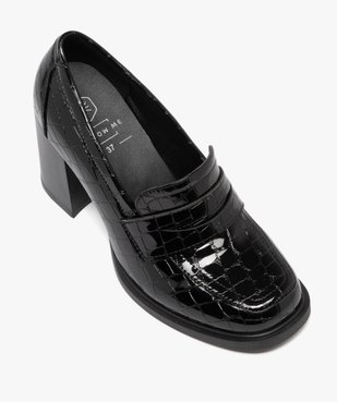 Mocassins à talon large en vernis texturé femme vue6 - FOLLOW ME - GEMO