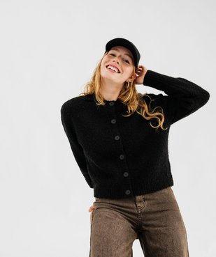 Gilet à grand col en maille bouclette femme vue1 - GEMO(FEMME PAP) - GEMO
