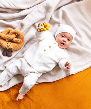 Gilet brassière bébé à col rond en maille tricotée vue1 - GEMO(BB COUCHE) - GEMO