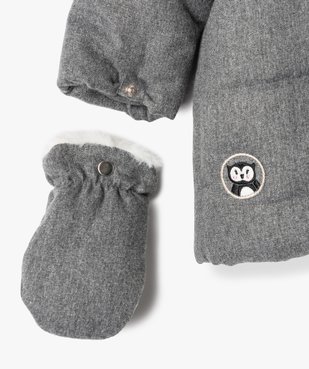 Parka bébé fille doublée à moufles et fermeture asymétrique vue3 - Nikesneakers(BEBE DEBT) - Nikesneakers