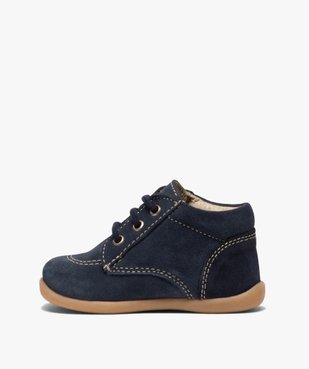 Chaussures premiers pas bébé garçon dessus cuir uni - NA! vue3 - GEMO(BEBE DEBT) - GEMO