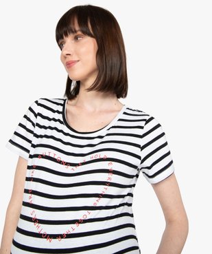 Tee-shirt de grossesse à rayures et inscription vue2 - GEMO (MATER) - GEMO