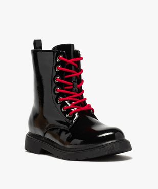 Boots femme rangers à semelle crantée et dessus fantaisie Dessus uni et vernis vue3 - GEMO (CASUAL) - GEMO