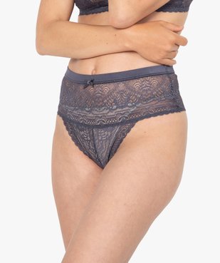 Tanga femme taille haute en dentelle et ceinture satinée vue1 - GEMO(HOMWR FEM) - GEMO