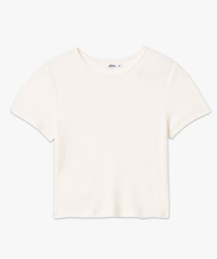 Tee-shirt femme à manches courtes en maille côtelée vue4 - GEMO(FEMME PAP) - GEMO