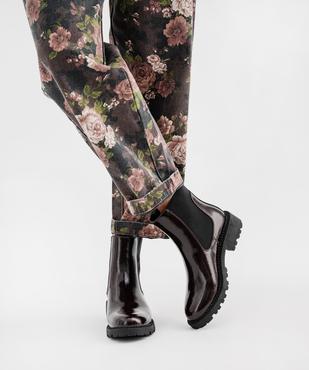 Boots femme vernies style Chelsea à semelle crantée vue1 - 5 MILES - GEMO