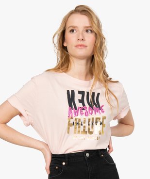 Tee-shirt femme ample à motif brillant vue2 - GEMO(FEMME PAP) - GEMO