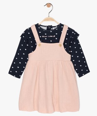 Ensemble bébé fille 2 pièces : robe + tee-shirt manches longues vue1 - GEMO(BEBE DEBT) - GEMO