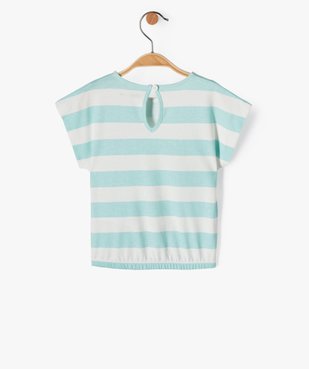Tee-shirt bébé fille à rayures avec bas élastique vue4 - GEMO(BEBE DEBT) - GEMO