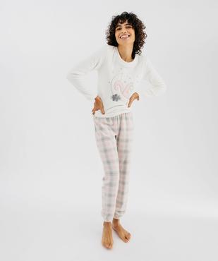 Pyjama à carreaux en maille peluche douillette femme vue1 - GEMO(HOMWR FEM) - GEMO