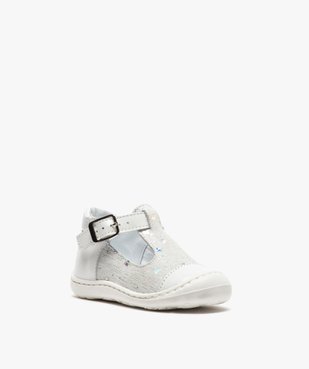 Sandales premiers pas bébé fille en cuir dessus pailleté vue2 - GEMO(BEBE DEBT) - GEMO
