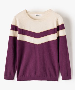 Pull fille bicolore avec liserés pailletés vue1 - GEMO (ENFANT) - GEMO