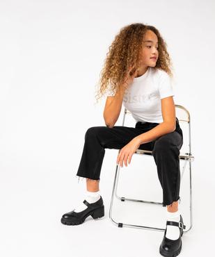 Jean coupe Regular taille haute avec bas sans coutures fille vue5 - GEMO (JUNIOR) - GEMO