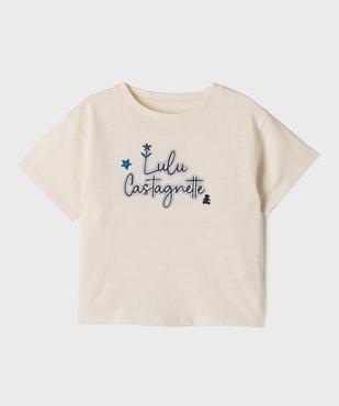 Tee-shirt manches courtes coupe ample en coton flammé fille - LuluCastagnette vue1 - LULU CASTAGNETTE G4G D - GEMO
