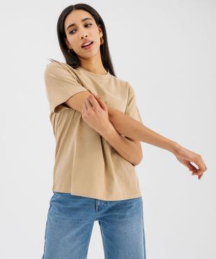 Tee-shirt manches courtes col rond uni en coton femme vue1 - GEMO 4G FEMME - GEMO