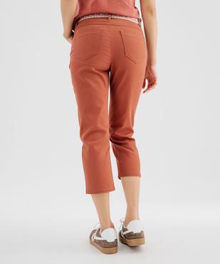 Pantacourt slim taille haute en coton stretch avec ceinture à nouer femme vue3 - GEMO 4G FEMME - GEMO