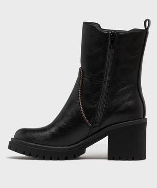 Boots avec empiècement léopard et semelle crantée femme - Emilia Rosa vue3 - EMILIA ROSA - GEMO