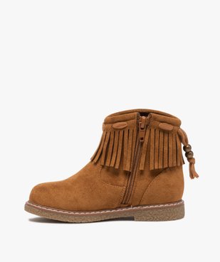 Boots fille en suédine unie avec col à franges vue3 - GEMO (ENFANT) - GEMO