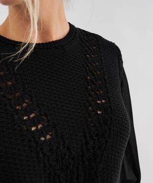 Pull en maille ajourée avec manches en voile femme vue4 - GEMO 4G FEMME - GEMO