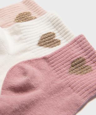 Socquettes avec coeurs pailletés fille (lot de 3) vue2 - GEMO (ENFANT) - GEMO