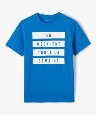 Tee-shirt à message manches courtes garçon vue1 - GEMO (JUNIOR) - GEMO