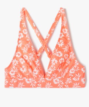 Haut de maillot de bain fille triangle à motifs fleuris vue1 - GEMO (JUNIOR) - GEMO