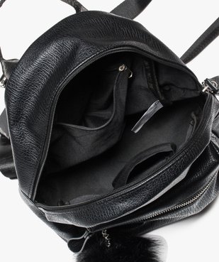 Petit sac à dos grainé avec pompon vue3 - GEMO (ACCESS) - GEMO