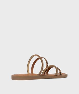 Mules plates à fines brides à strass et motif léopard femme vue4 - FOLLOW ME - GEMO