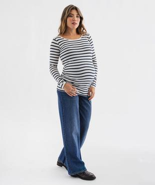 Jean de grossesse wide leg en denim délavé vue4 - GEMO 4G MATERN - GEMO