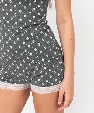Short de pyjama en maille fluide avec bas en dentelle femme vue3 - GEMO 4G FEMME - GEMO