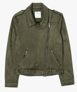 Veste femme style biker en suédine douce et souple vue4 - FOLLOW ME - GEMO