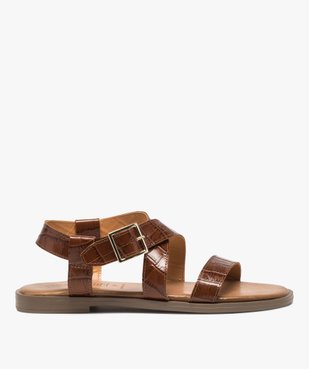 Sandales femme à talon plat et brides imitation croco vue1 - GEMO (CASUAL) - GEMO