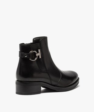 Boots femme à talon plat unis dessus cuir et bride fantaisie vue4 - GEMO (CASUAL) - GEMO
