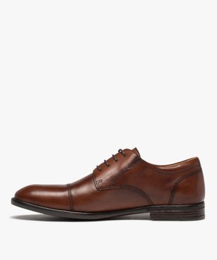 Derbies homme unis en cuir avec élastique d'aisance et à lacets ronds - Pierre Cardin vue3 - PIERRE CARDIN D - GEMO