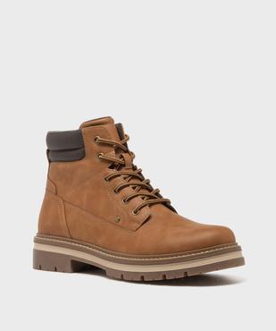Boots multi-matières avec lacets et zip intérieur homme - Urban Steps vue2 - URBAN STEPS - GEMO