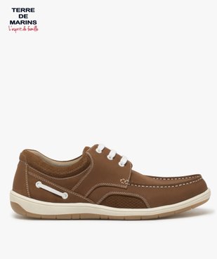 Chaussures bateau homme unies dessus cuir – Terre de Marins vue1 - TERRE DE MARINS - GEMO