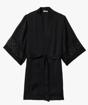 Veste d’intérieur femme en matière satinée et dentelle vue4 - GEMO(HOMWR FEM) - GEMO
