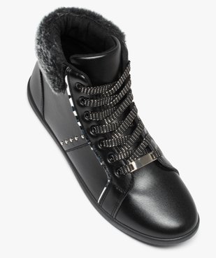 Baskets femme mid-cut à lacets brillants et col fourré vue5 - GEMO (SPORTSWR) - GEMO