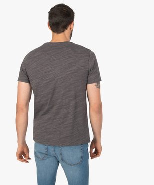 Tee-shirt homme chiné à manches courtes et col tunisien Matière chinée vue3 - GEMO 4G HOMME - GEMO