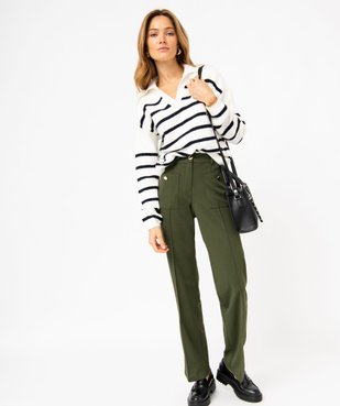 Pantalon en maille coupe droite avec fausses poches plaquées femme vue5 - GEMO(FEMME PAP) - GEMO