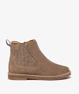 Boots fille zippées dessus cuir retourné style chelsea vue1 - GEMO (ENFANT) - GEMO
