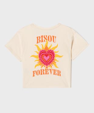 Tee-shirt manches courtes imprimé devant et dos fille  vue3 - GEMO 4G FILLE - GEMO