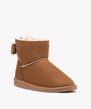 Boots fourrées femme en suédine uni avec noeud pailleté vue3 - GEMO (CASUAL) - GEMO