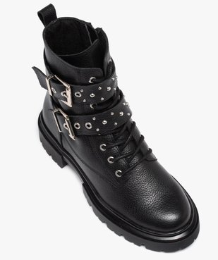 Bottines femme à talon large dessus cuir style rock vue5 - GEMO (CASUAL) - GEMO